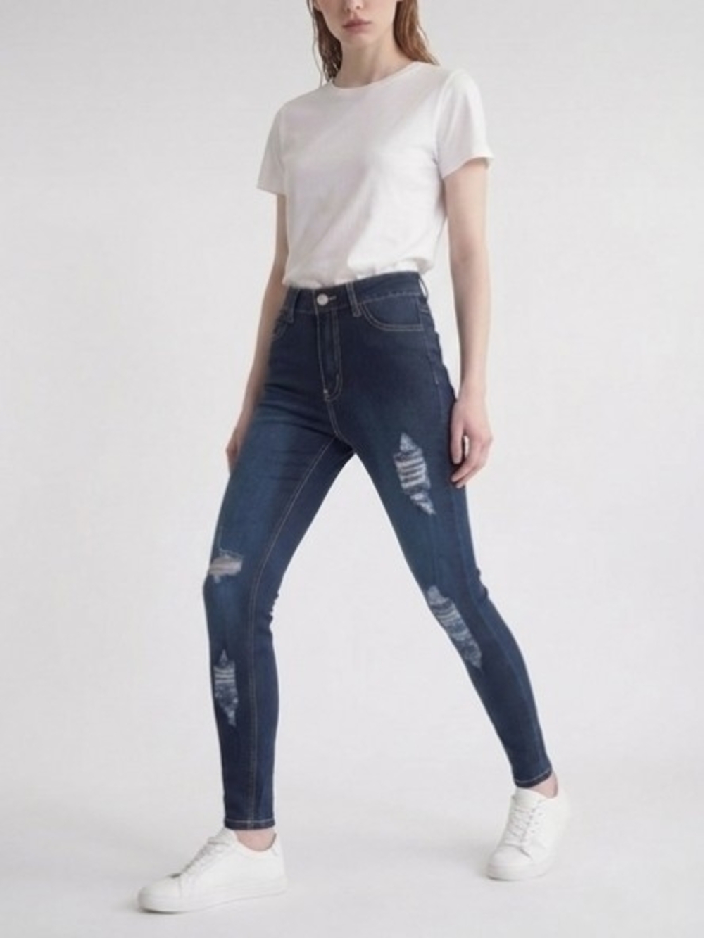 Lover Brand High-Rise Dark Blue Distressed Women's Skinny Jeans